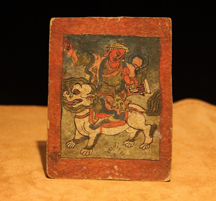 Rare 1700s Old Antique Tibetan Buddhist Tsaklis Thangka Dorje Legpa Dharmapalas