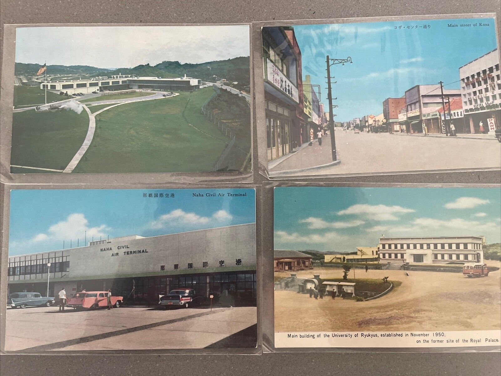 4 Vintage Postcards US ARMY & 9th CORPS. RYUKYU ISLANDS, HEADQUARTERS, OKINAWA