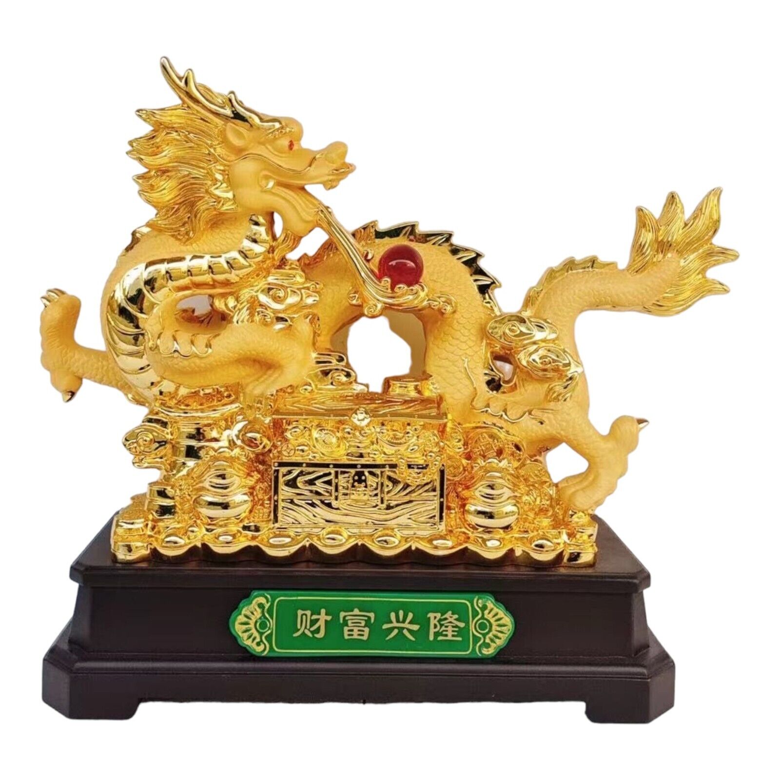 22 Inch Big Golden Chinese Dragon Statue for Year of the Dragon 2024