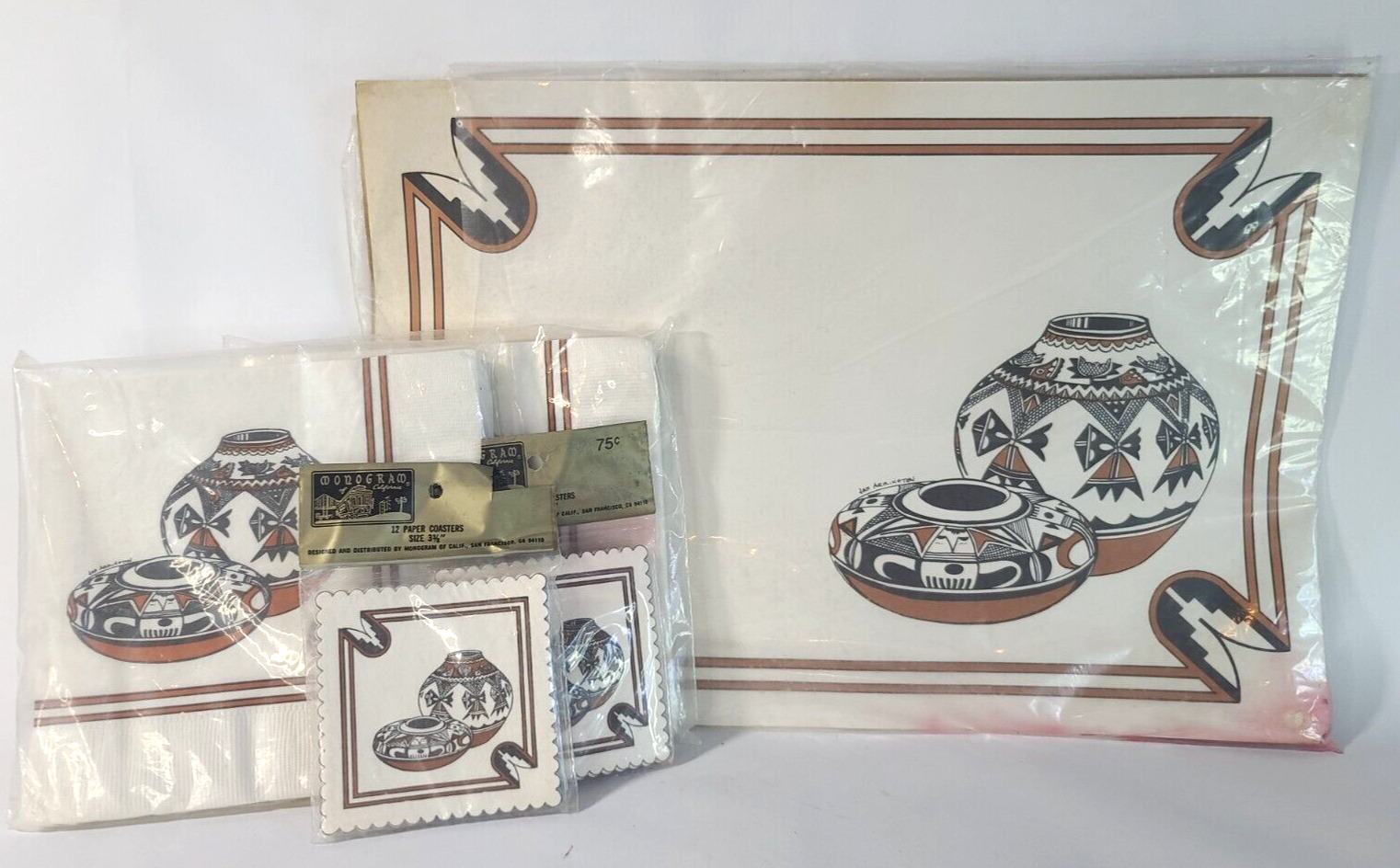 Vintage South West Jan Arrington Paper Placemats, Coasters, Napkins Set