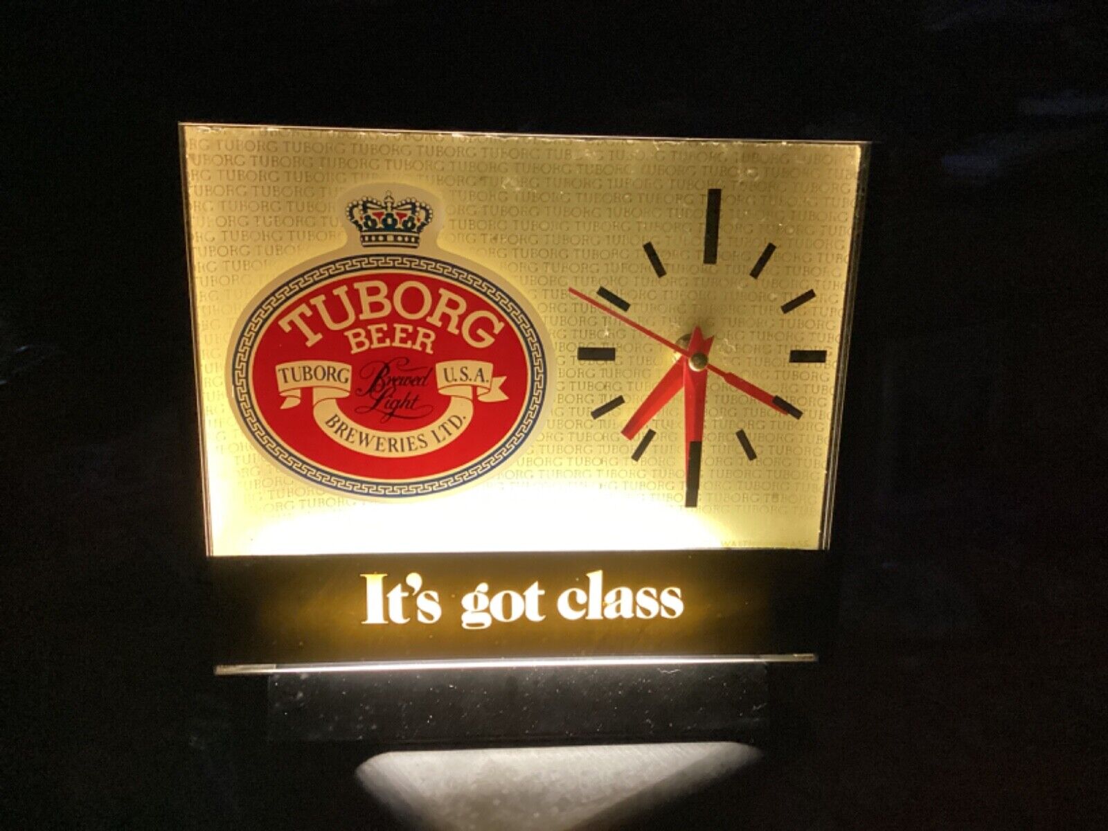 Vintage Tuborg Beer Lighted Cash Register Clock new battery movement