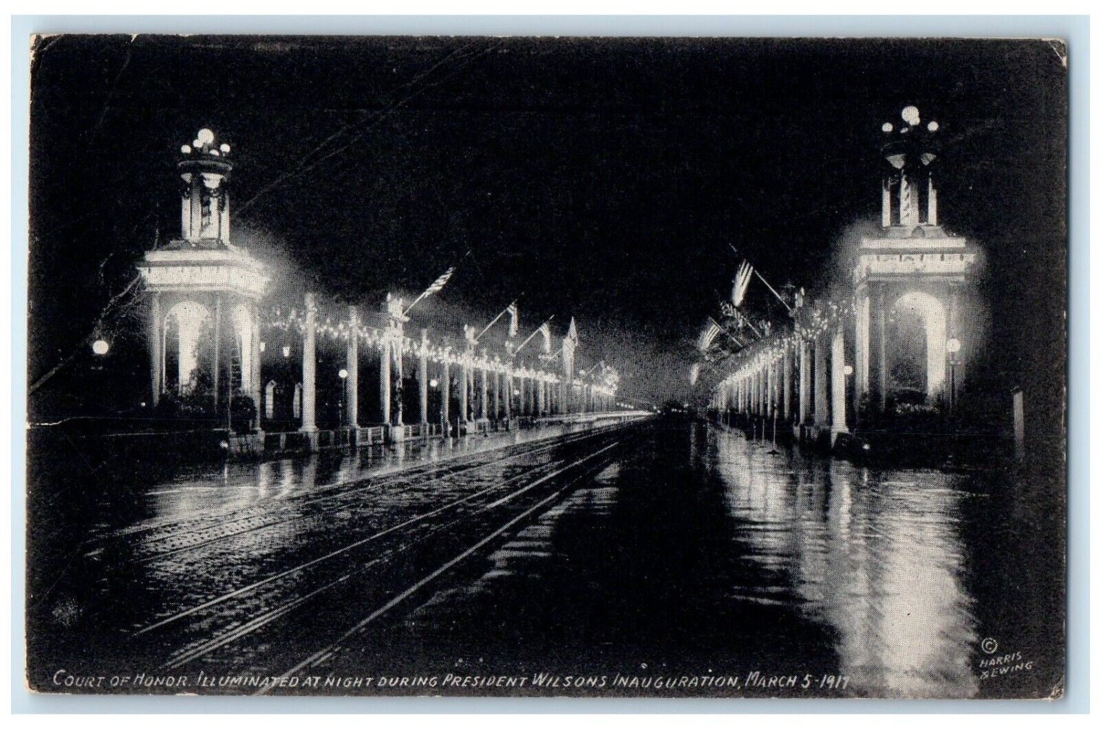 c1910 Court Honor Illuminated President Wilsons Inauguration Washington Postcard