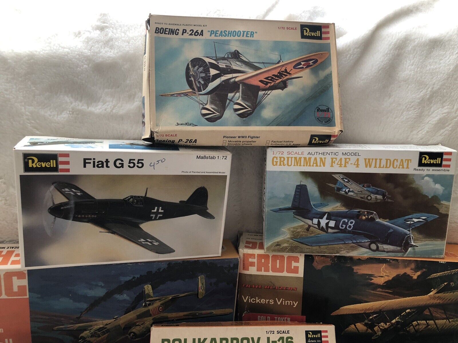 Lot of 9 Vintage Revell, Froc, Monogram Model War Planes