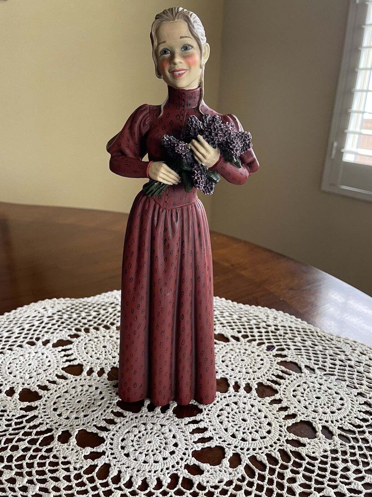 Stunning Candy Design Of Norway Collectible Woman Figurine Lilacs Vintage