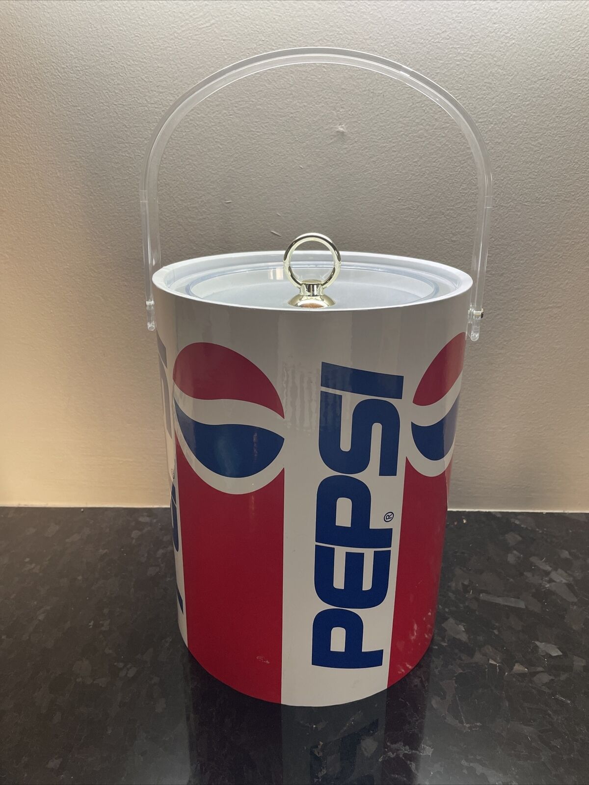 Vintage Pepsi Cola Ice Bucket With Handle & Lid Excellent Condition