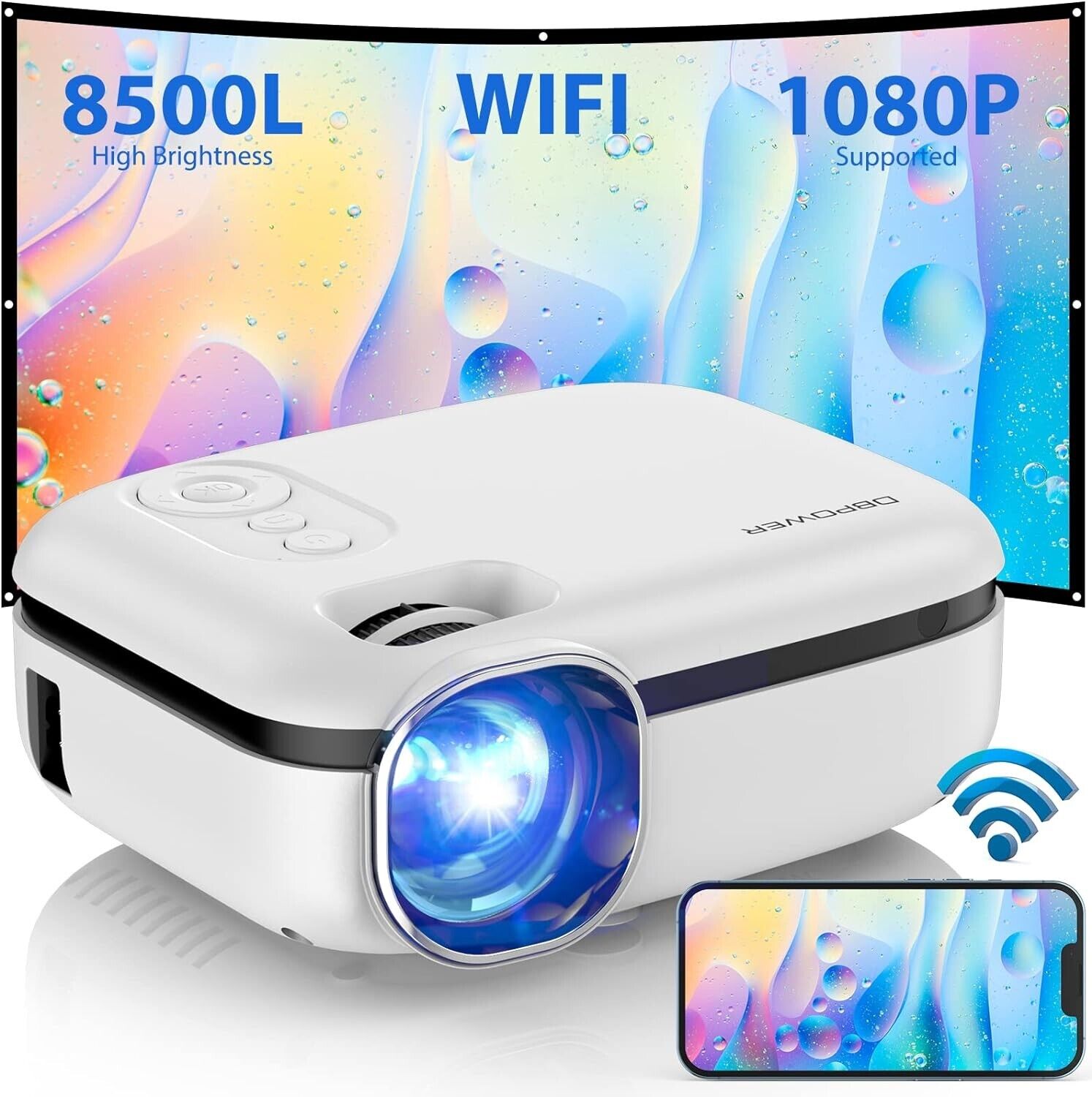 WiFi Video Projector 8500 Lumens 1080P LED Mini Home Theater Cinema Projector