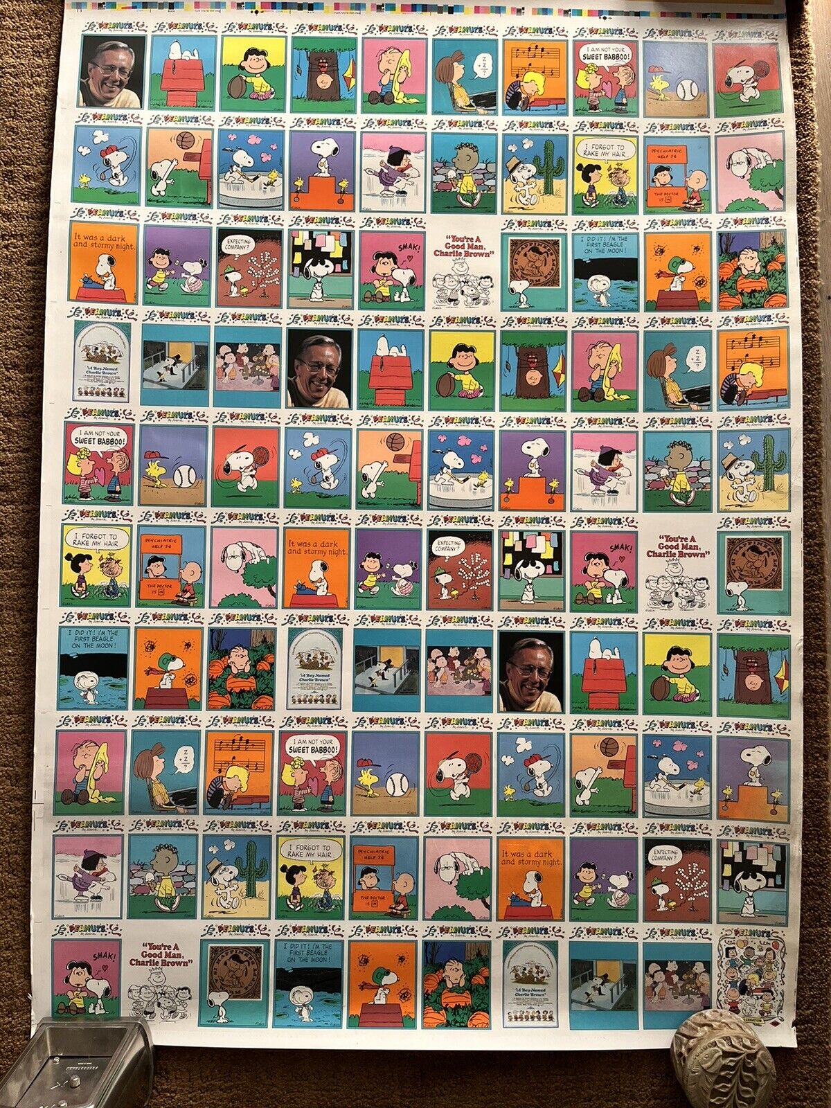 CHARLES SCHULTZ PEANUTS Uncut Sheet of Trading Cards  - Limited Edition