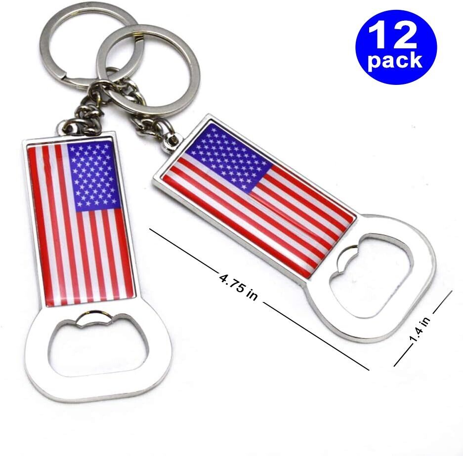 12 Pack  US  American NYC  Key Chain Patriotic Bottle Opener Souvenir Gift