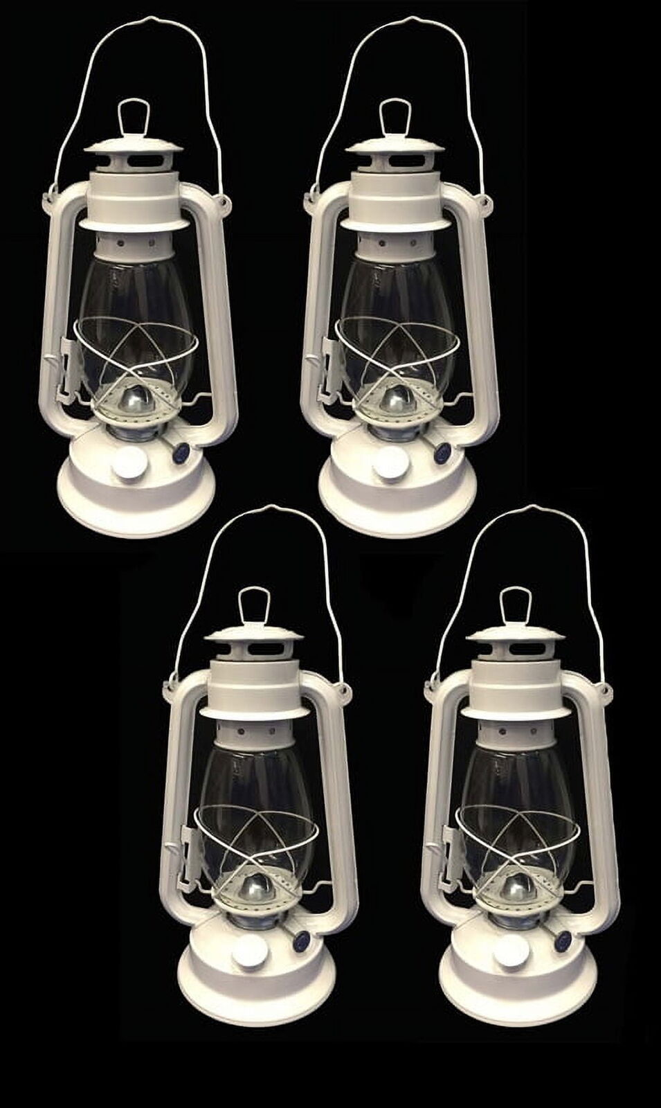 Lot of 4 - 12 Inch White Hurricane Kerosene Lantern Light Table Decorative Lamp