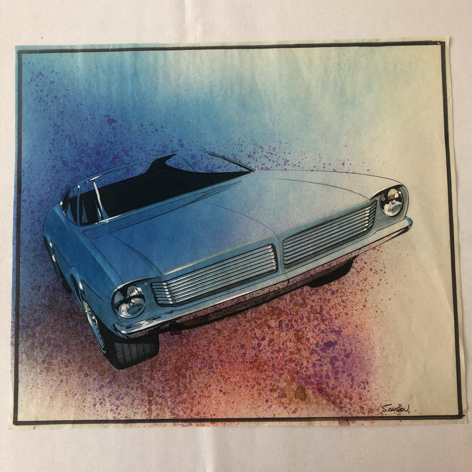 Vintage Plymouth Barracuda Design Illustration Art Rendering - John SAMSEN Mopar