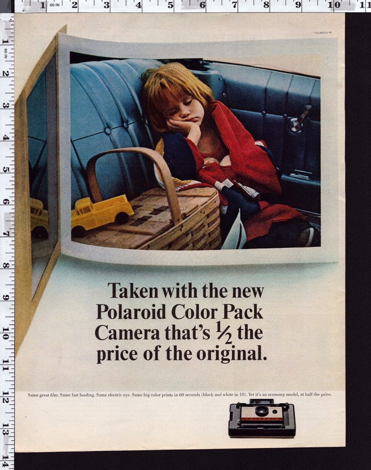 1965 Vintage Print Polaroid Color Pack Camera USA