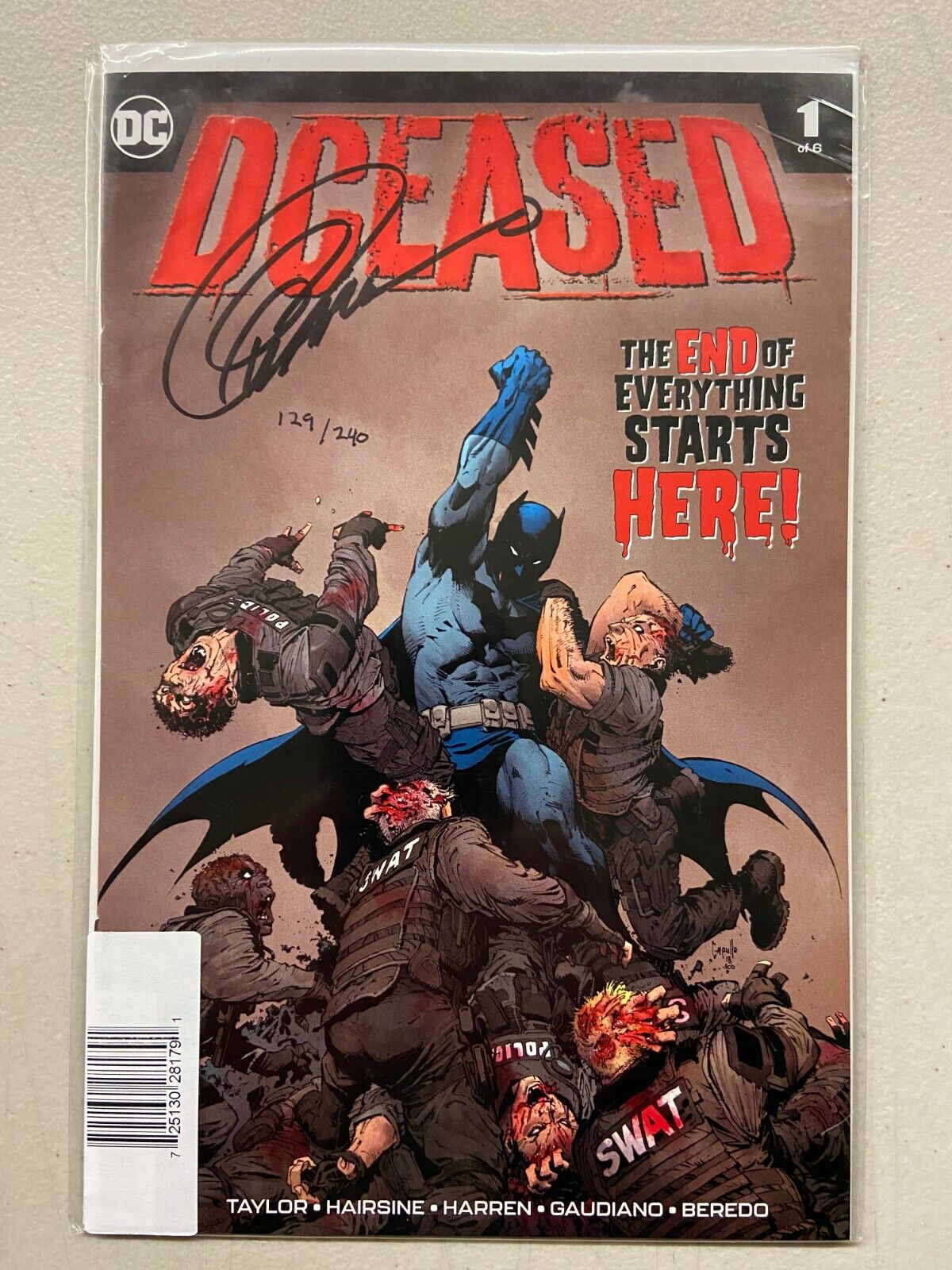 DCEASED 1 Variant Greg Capullo Signed Autographed 129/240 Dynamic Forces COA