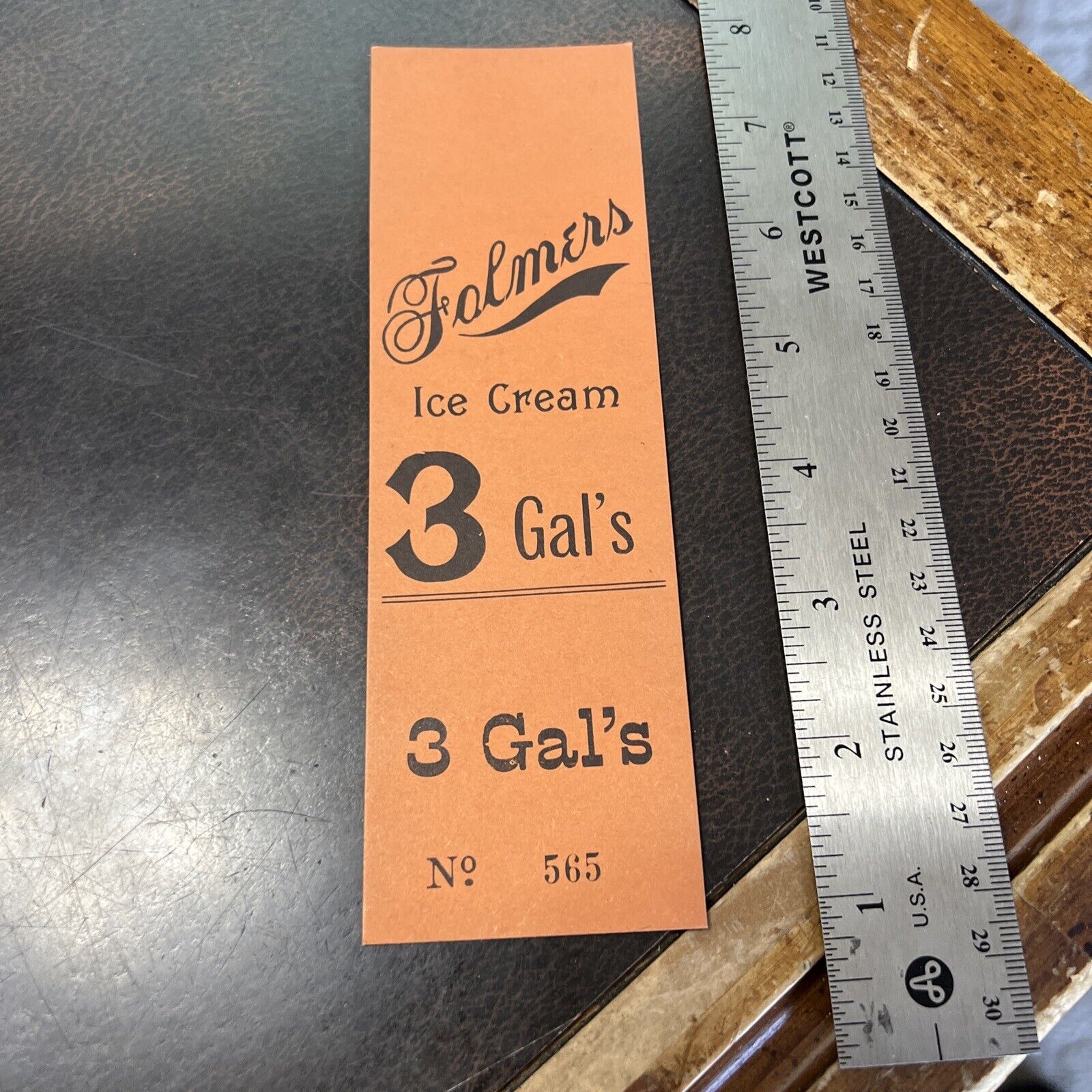 Vintage 1900s Hanover Pa Folmer’s Ice Cream 3 Gallon Sales Sign Flyer