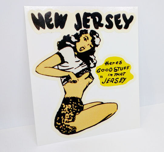 New Jersey Pinup Vintage Style Travel DECAL / Vinyl STICKER, Luggage Label