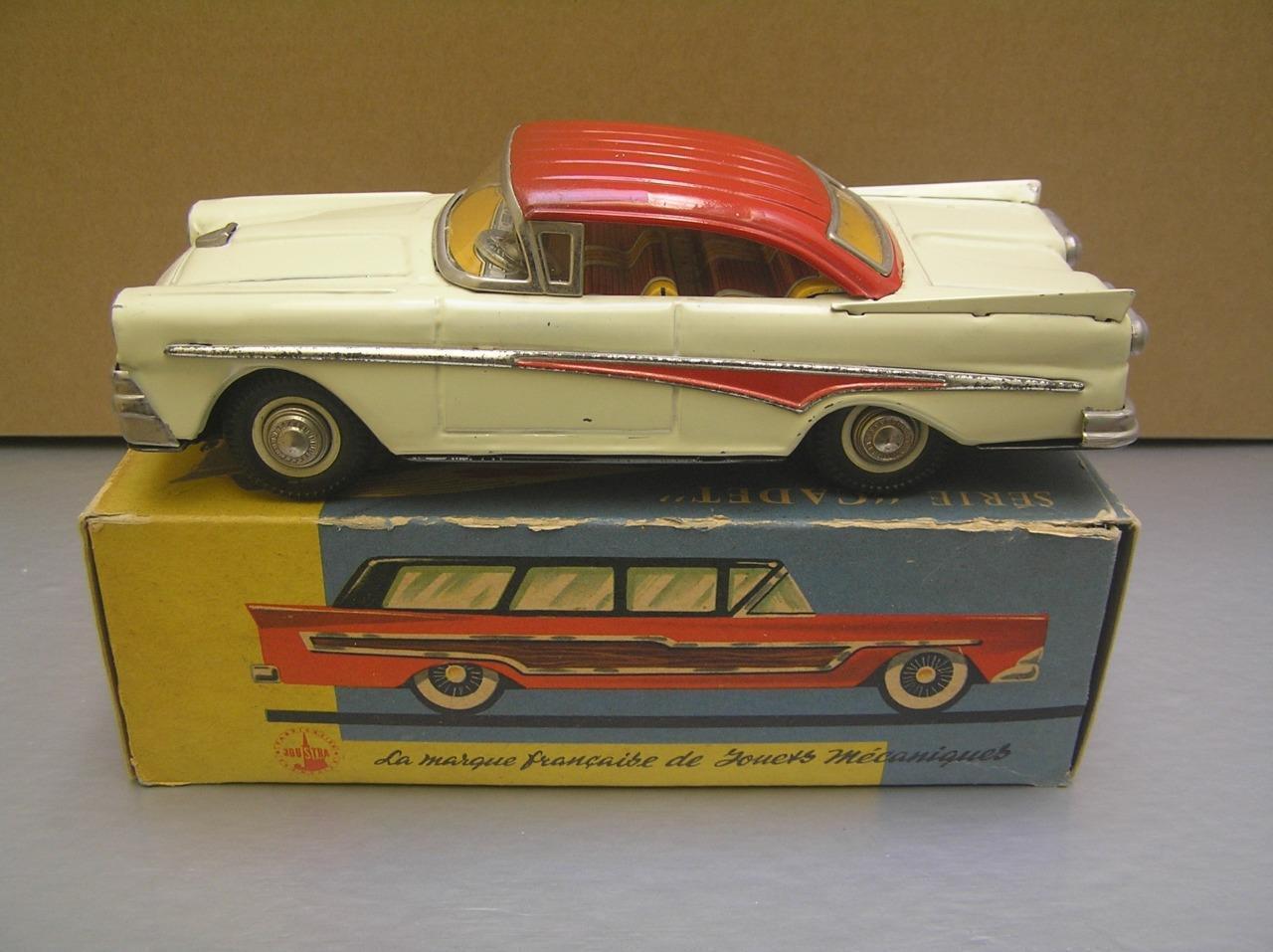 Joustra Serie Cadet 1958 Ford 2 Door Sedan tin friction toy made in France NMIB