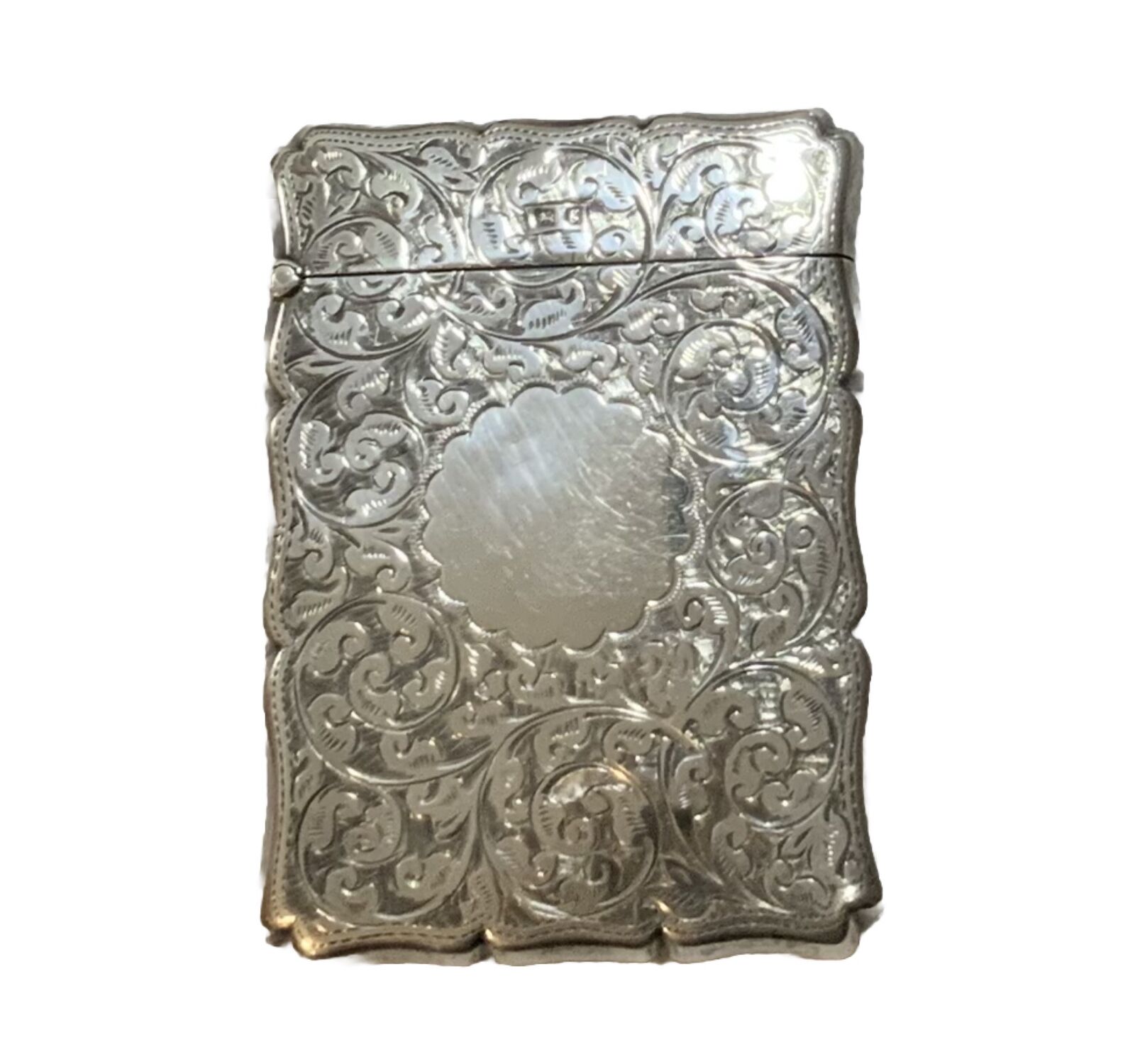 Card case vintage silver Thomas Bishton 1906 : rare unmonogrammed