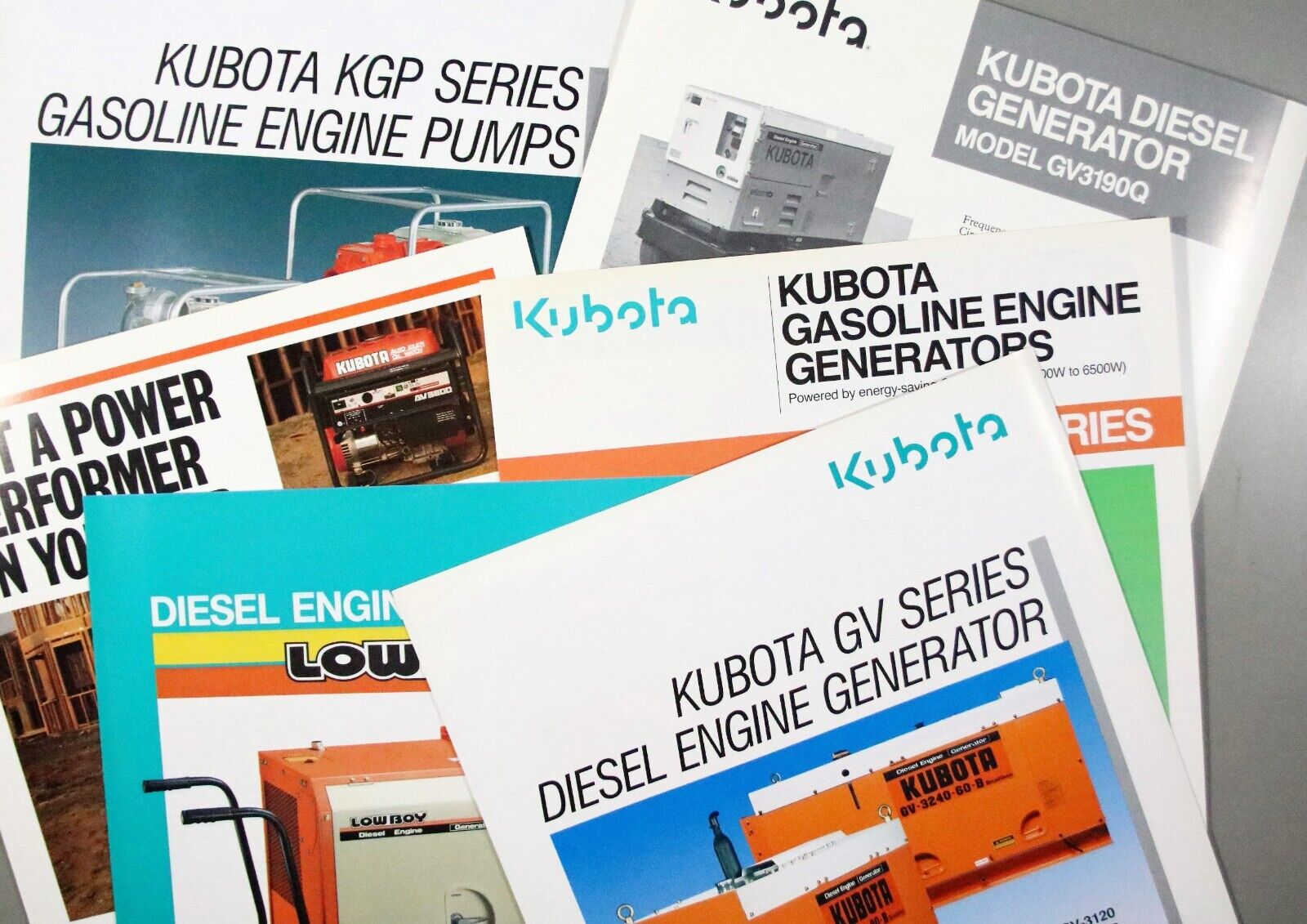 6 KUBOTA Brochures/Literature GV Series Diesel Generator Low Boy Gasoline AV (H)