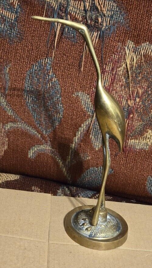 Vtg Rosenthal Netter Solid Brass  Crane Egret Heron Hollywood Regency 7
