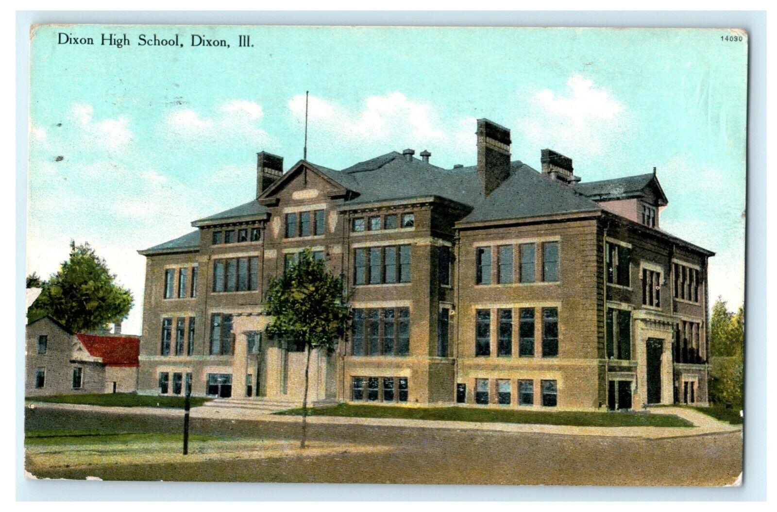 Dixon High School Illinois 1917 Antique Winnebago Posted Vintage Postcard