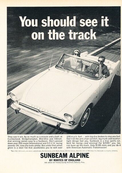 1964 Sunbeam Alpine Convertible Original Advertisement Print Art Car Ad YEL12