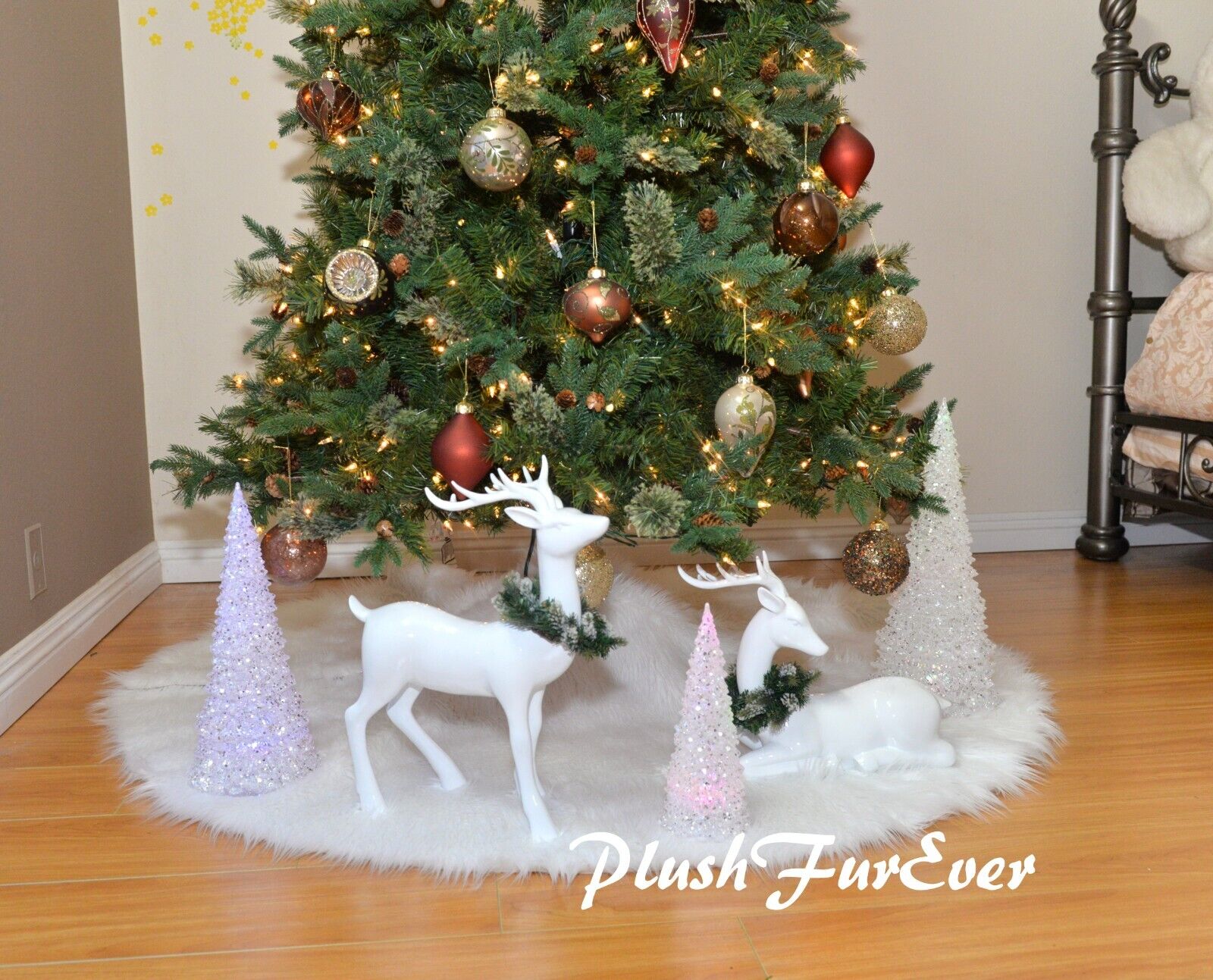 50% OFF CHRISTMAS Special Tree Skirt Sale White Shaggy Handmade