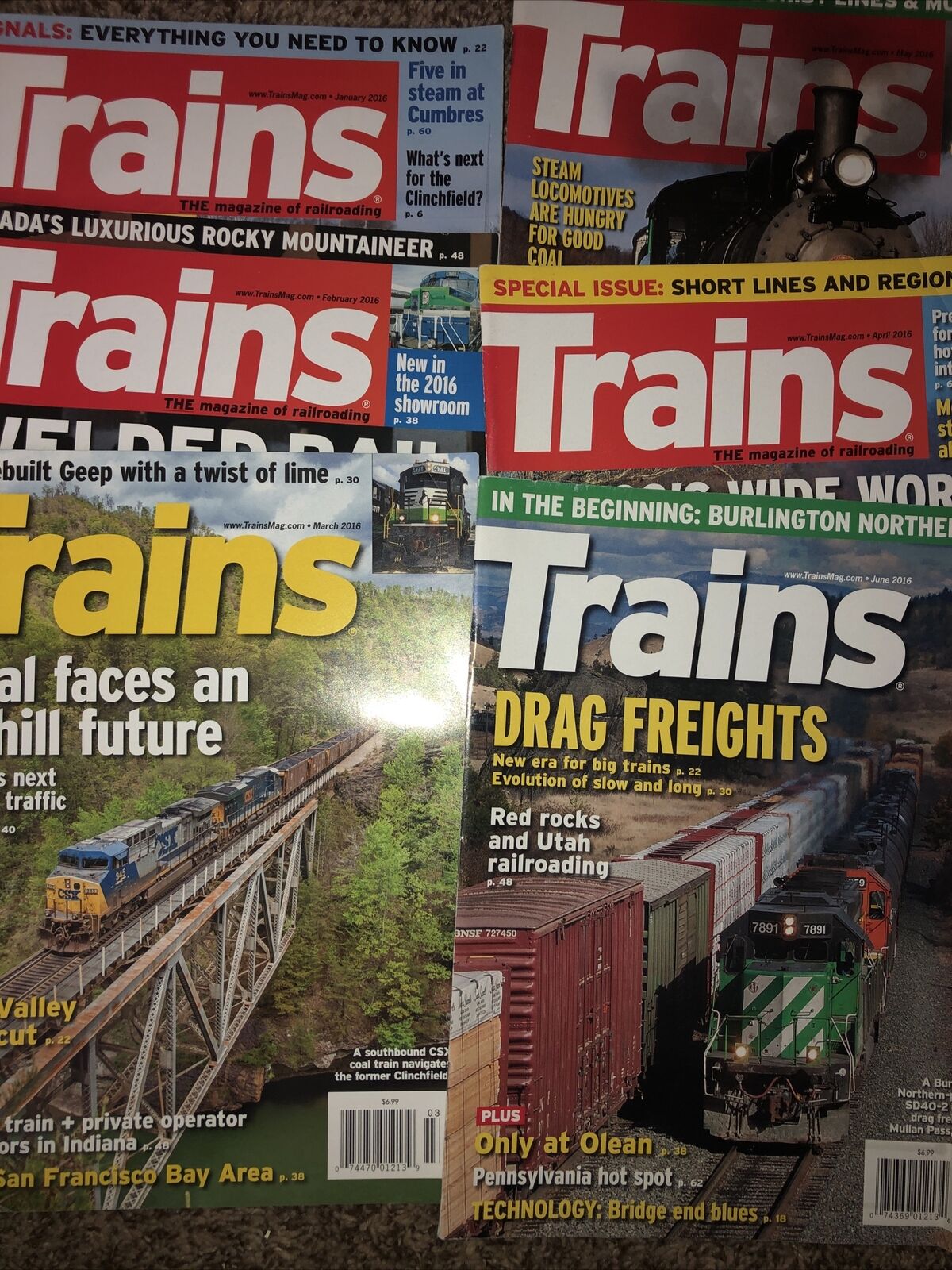 Trains 2016 Magazine Jan Feb March April May June 6 Issues