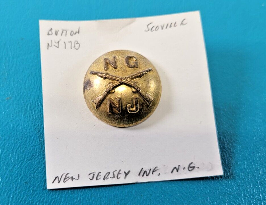 Antique National Guard New Jersey Infantry Button  NG NJ Scoville 7/8\