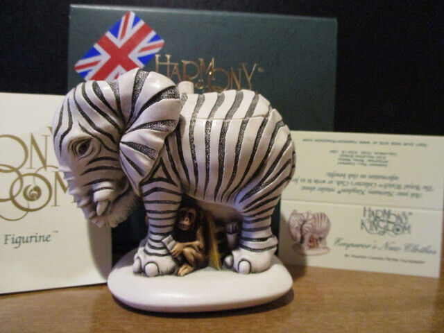 Harmony Kingdom Emperor\'s New Clothes Elephant in Zebra Stripes UK Made RARE