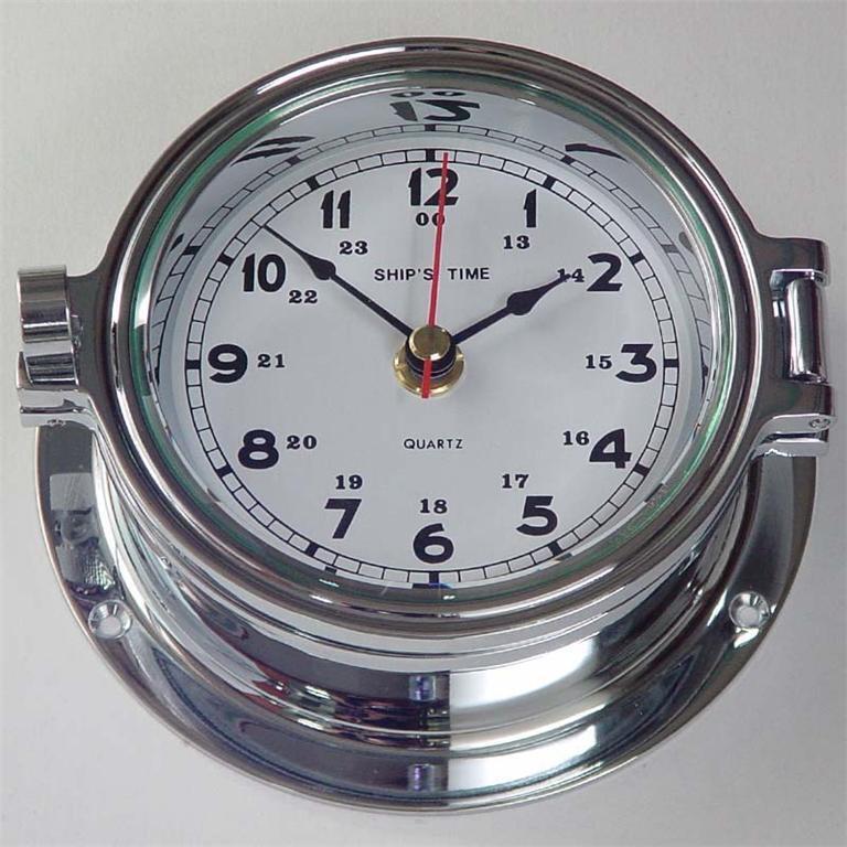 Nautical Clock, Polished Chrome