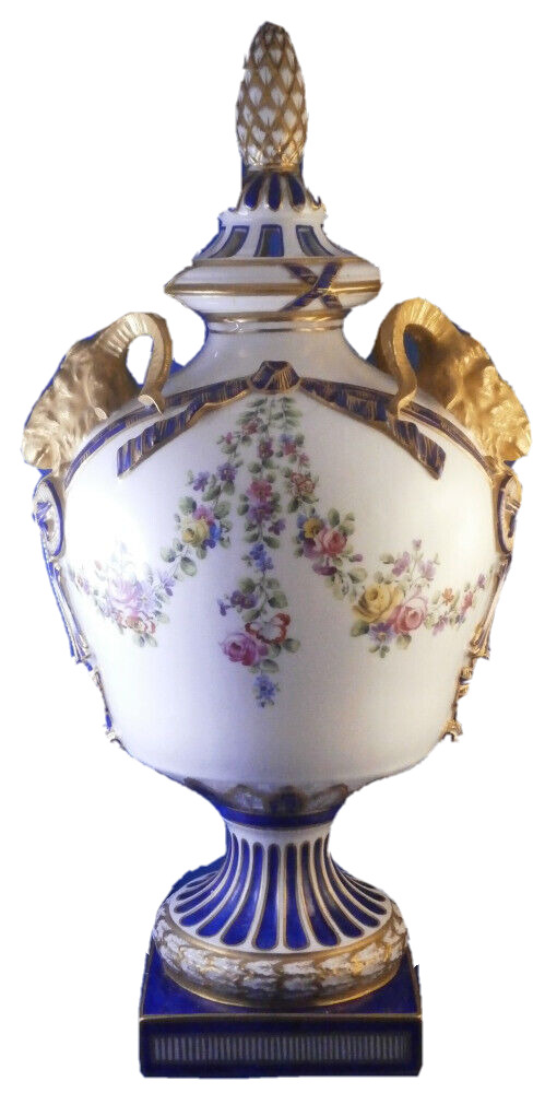 Superb Antique 19thC French Porcelain Sevres Style Floral Vase France Porzellan
