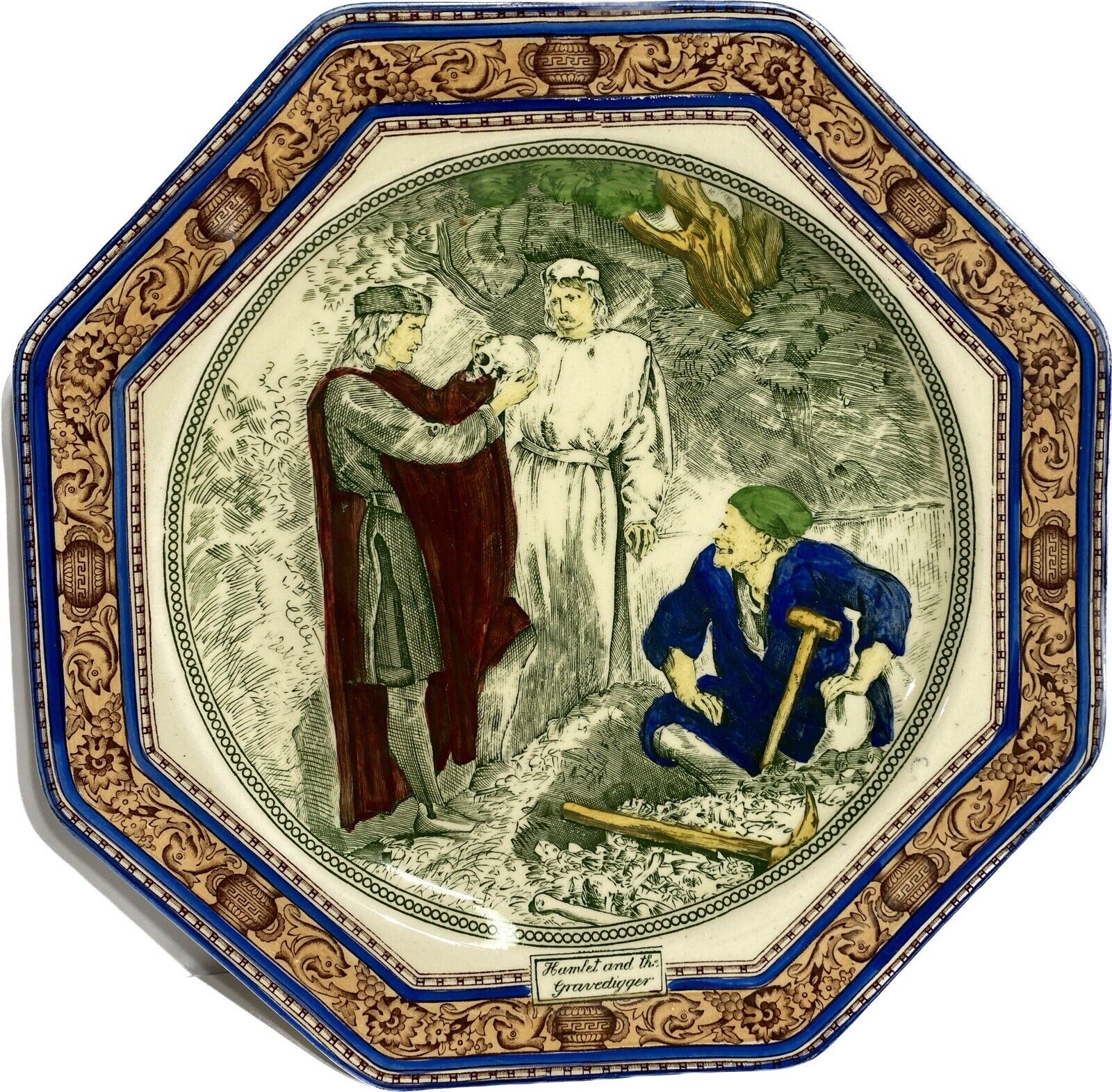 Vintage Adams England Porcelain Plate Shakespere Hamlet Octagon 8\