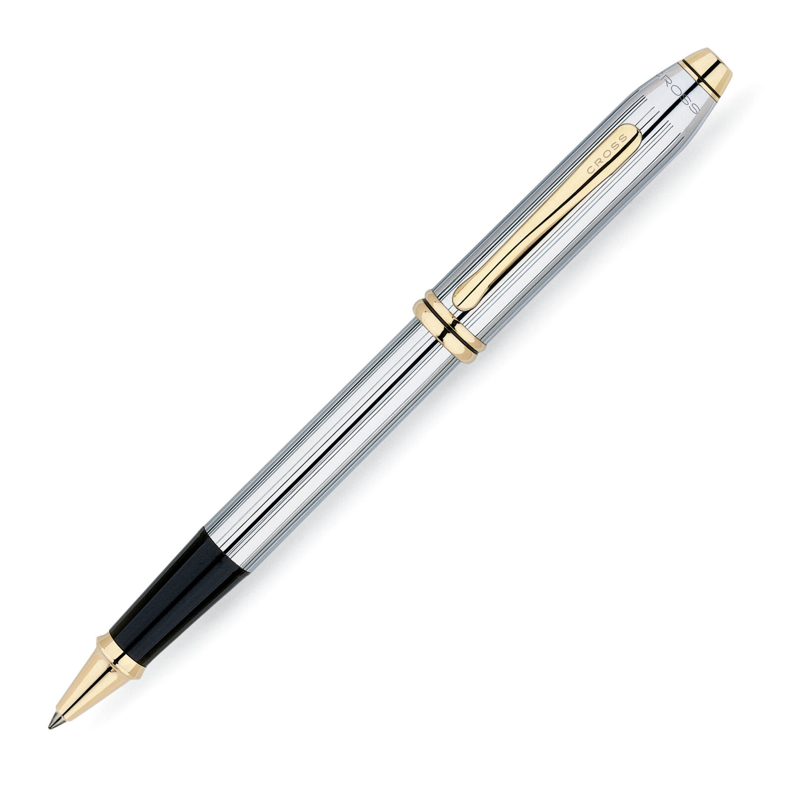 Cross Townsend Rollerball Pen in Medalist Chrome with 24K Gold Trim - NEW