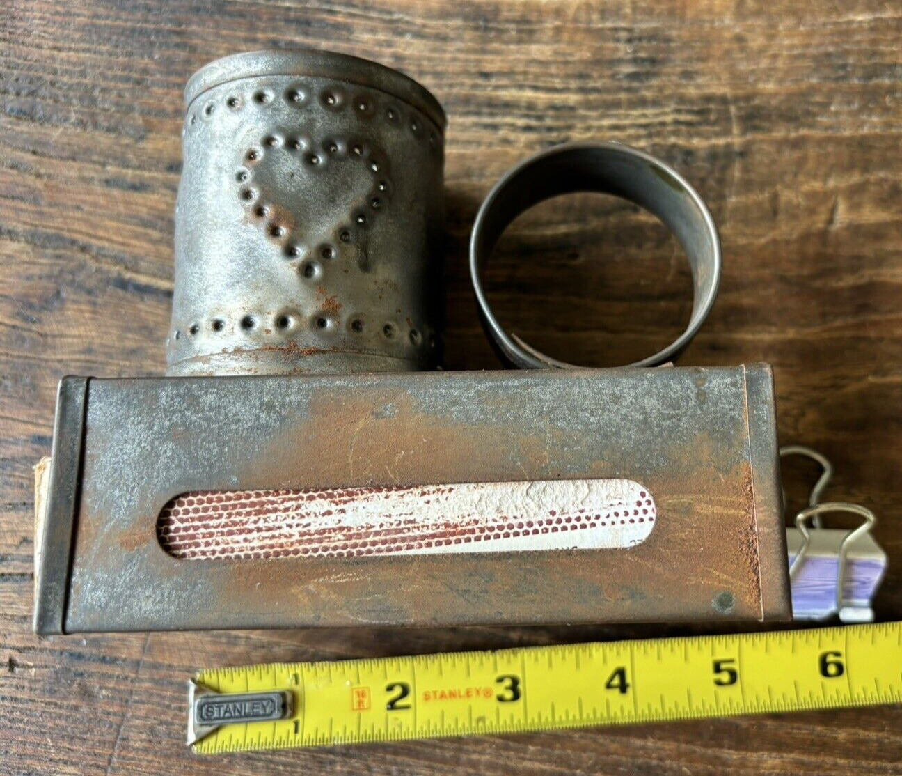 Vintage Punched Tin Match Box Holder (Unmarked) 1930’s-50’s