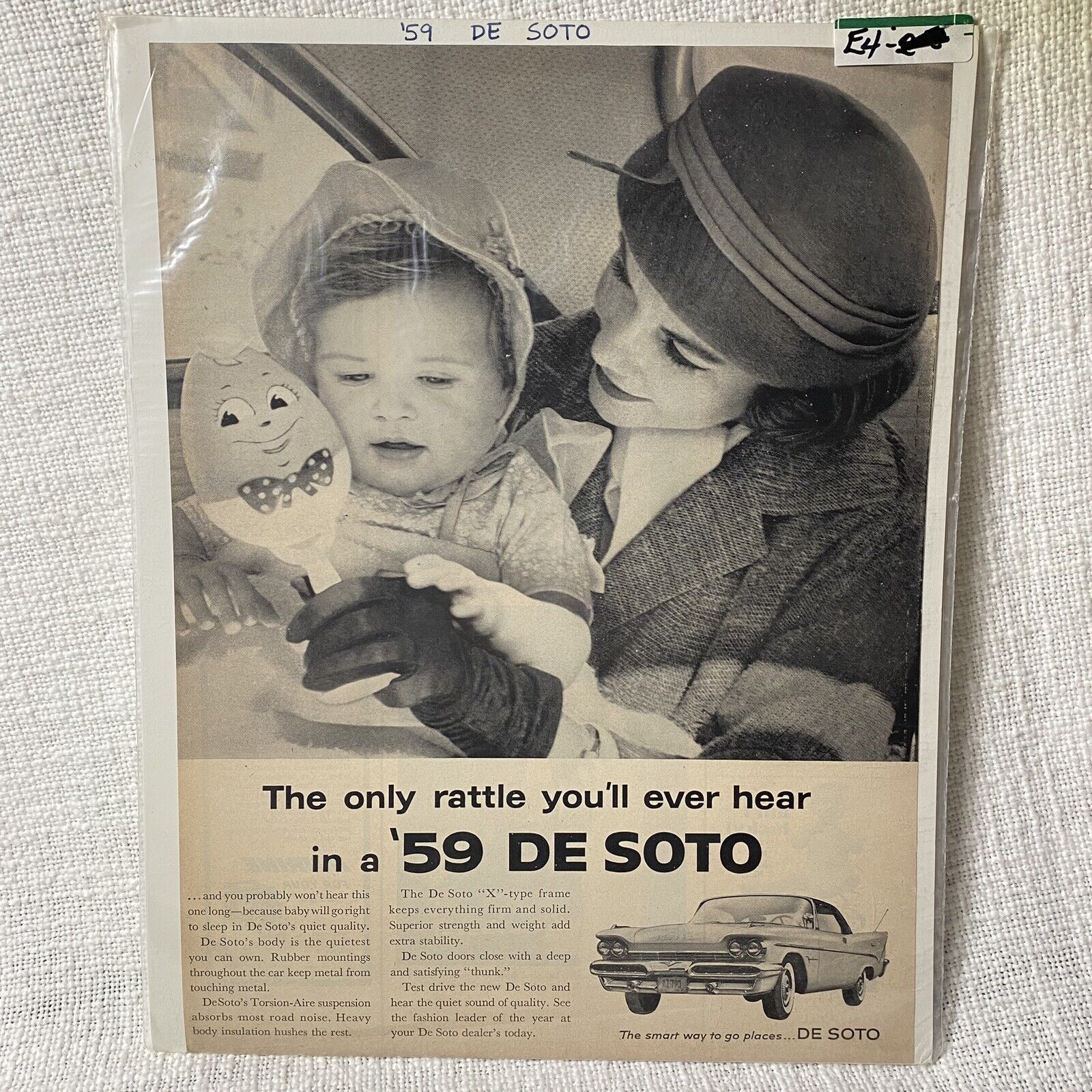 1959 Chrysler De Soto Vintage 1959 Car Ad Auto  Magazine Print 13.5”x10.25”