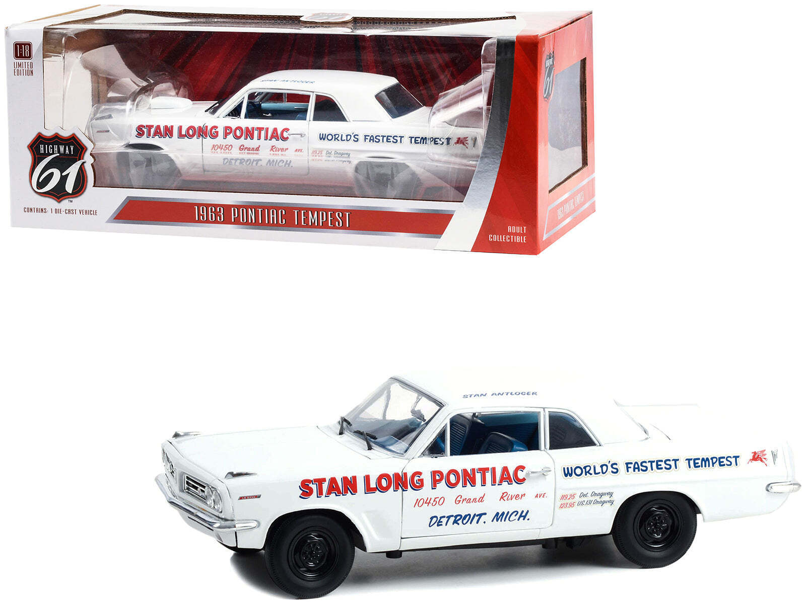 1963 Pontiac Tempest Stan Long Detroit Michigan - Worlds 1/18 Diecast Model Car