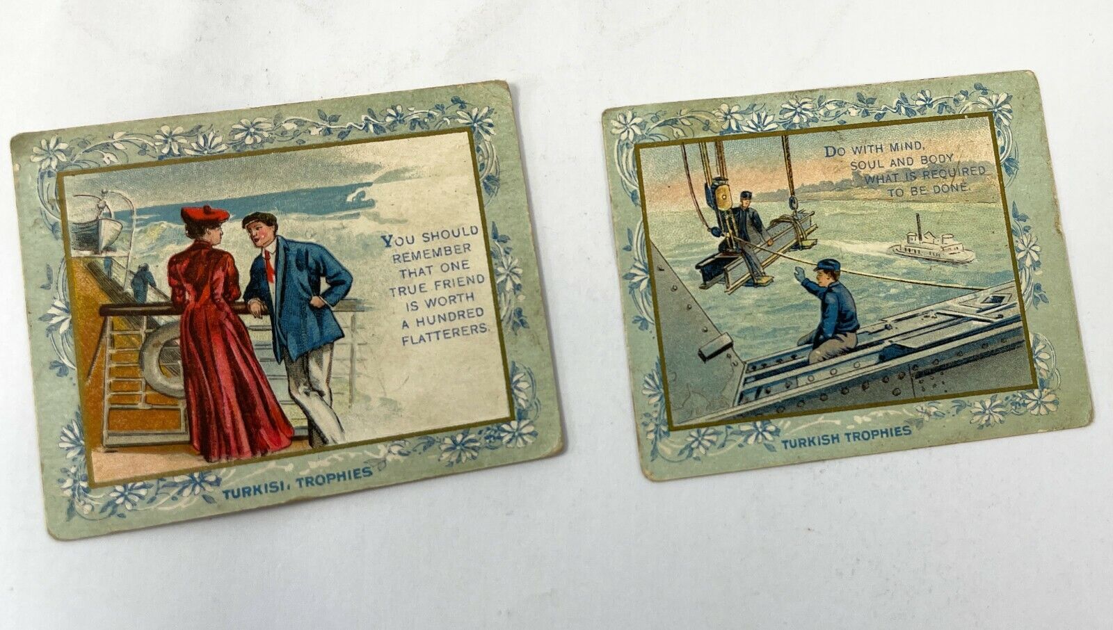 Antique TURKISH TROPHIES CIGARETTES Victorian Trade Card FORTUNE SERIES Lot of 2