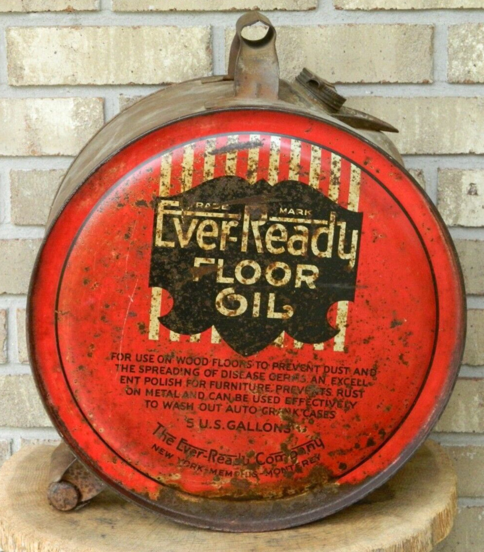 Rare Vintage Ever-Ready Floor Oil Rocker Can (5 Gallon)