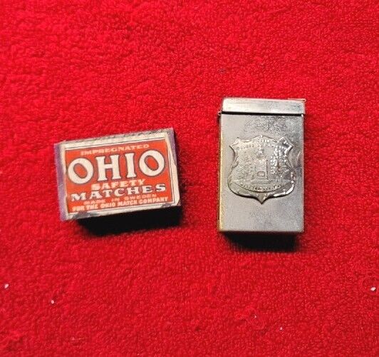 VINTAGE PIONEER DONNER MONUMENT MATCHBOOK BOX CASE & OHIO SAFETY MATCH 📦  RARE