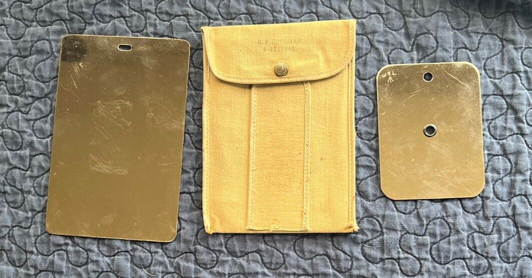 WWI Trench Shaving Signaling Mirror Set Pouch British Made US Army Officers