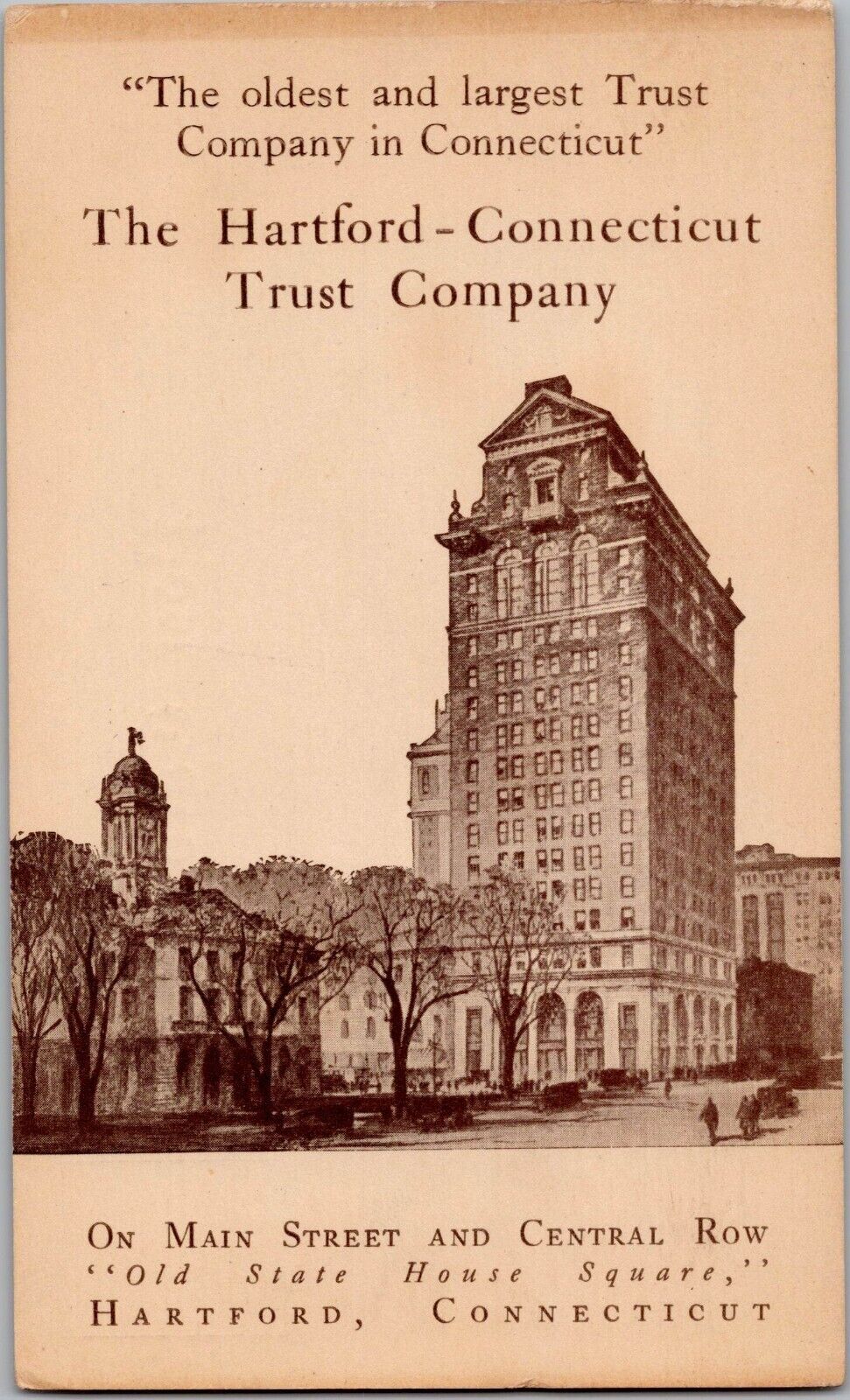 c 1905 Hartford, Connecticut Trust Company Building Advertising Postcard