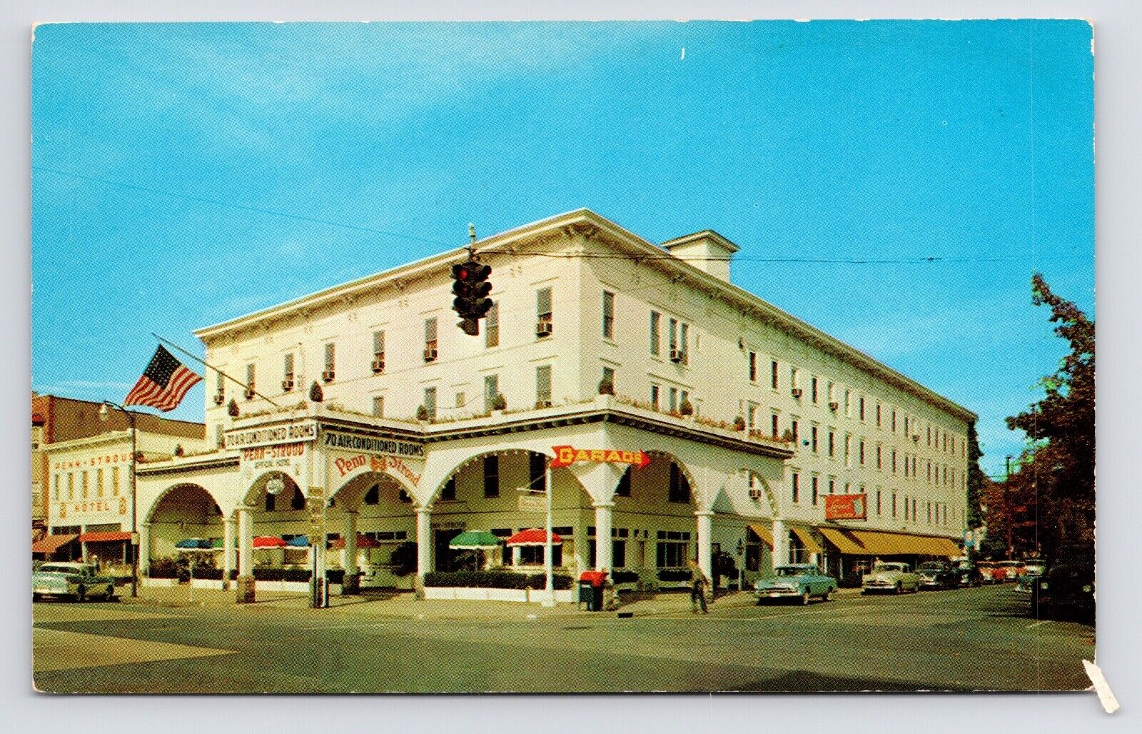 c1950s~Stroudsburg Pennsylvania~Penn-Stroud Hotel~Main Street~Poconos~Postcard