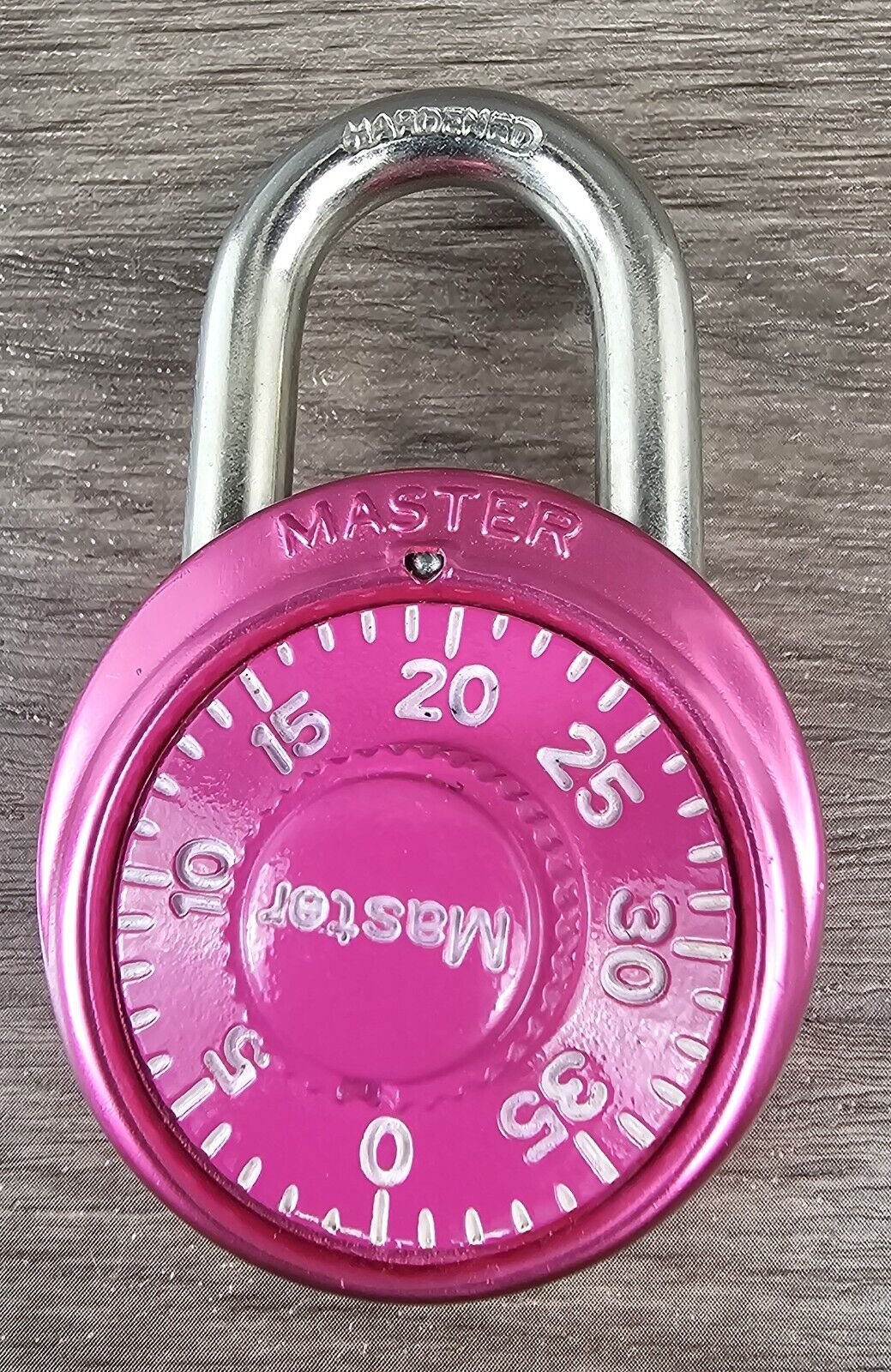 Vintage pink Master lock combination padlock w/ standard dial