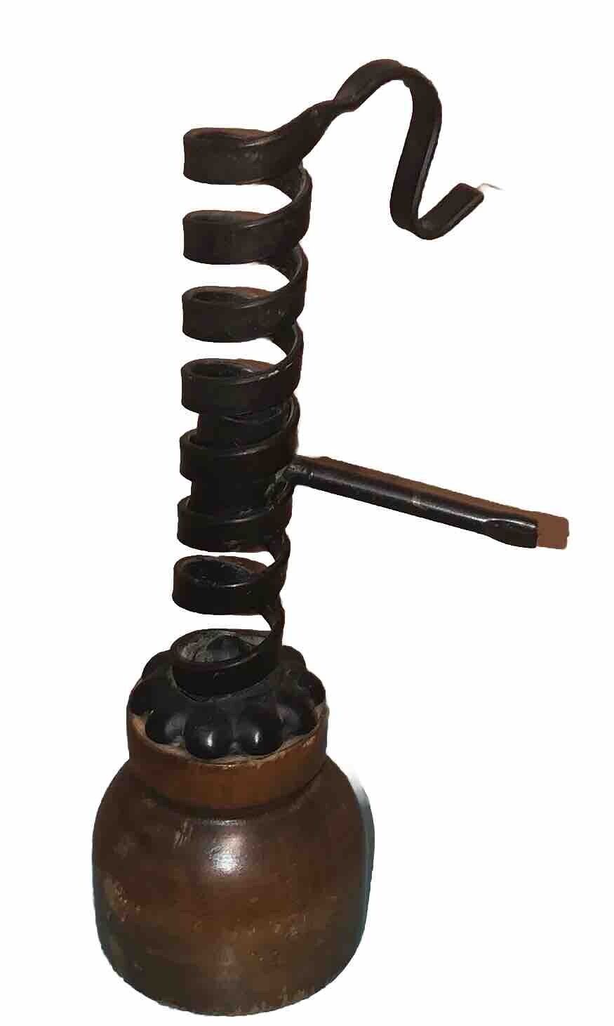 Courting Candle Antique Cast Iron Adjustable Spiral Candlestick Primitive