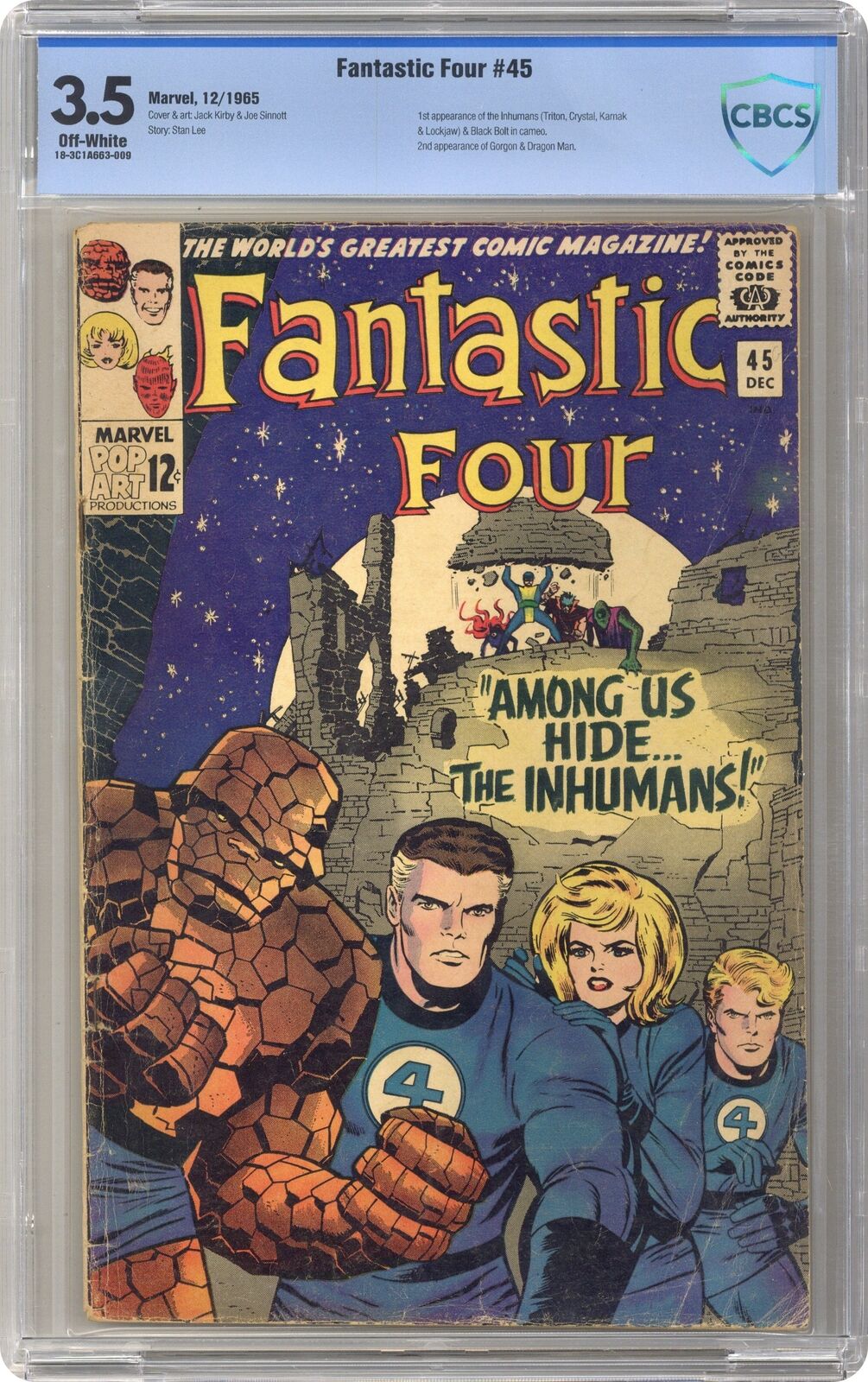 Fantastic Four #45 CBCS 3.5 1965 18-3C1A663-009 1st app. Inhumans