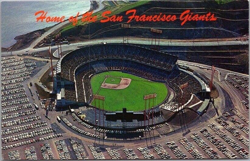 c1960s San Francisco Giants Baseball Postcard CANDLESTICK PARK Aerial View