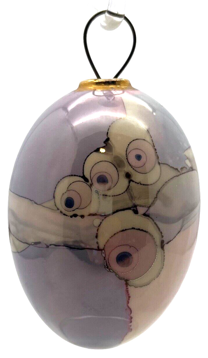 Fredrick Frances Handmade Porcelain Egg Abstract Pastel Ornament Signed