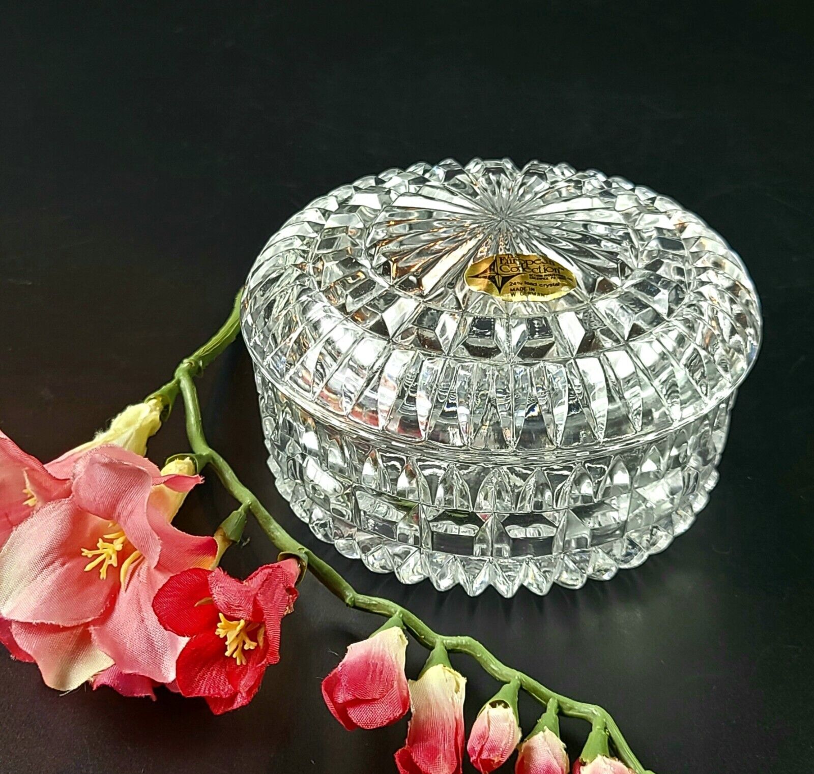 Vintage- Germany  - European Commission Crystal Stunning Trinket Dish with Lid