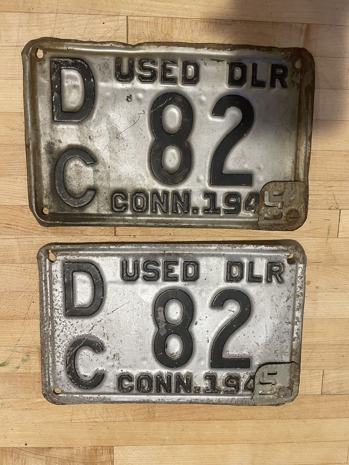 Very Early Connecticut Used Car Dealer License Plates Pair