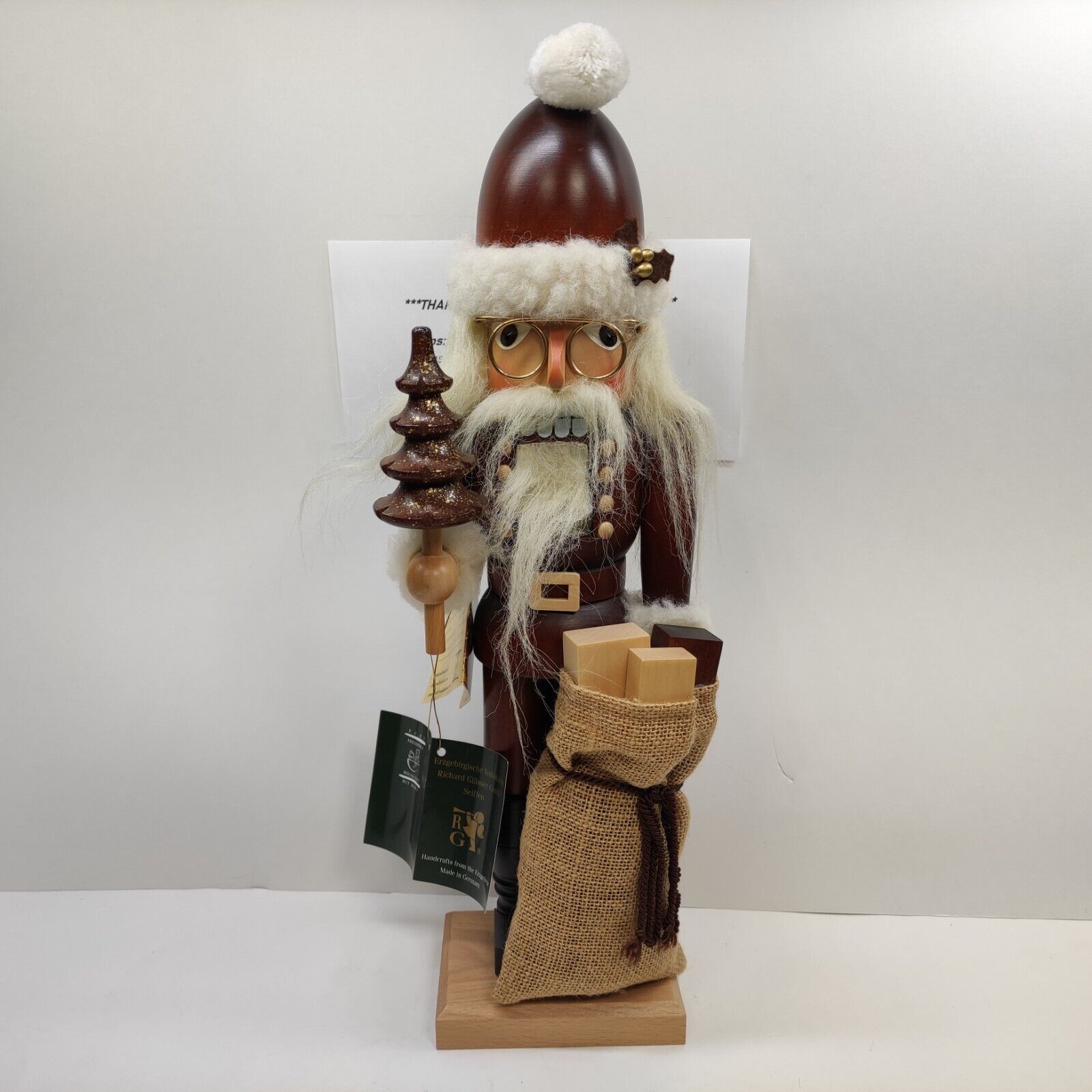 Vintage Christian Ulbricht Santa Claus Wood nutcracker German 16.5” Seiffener