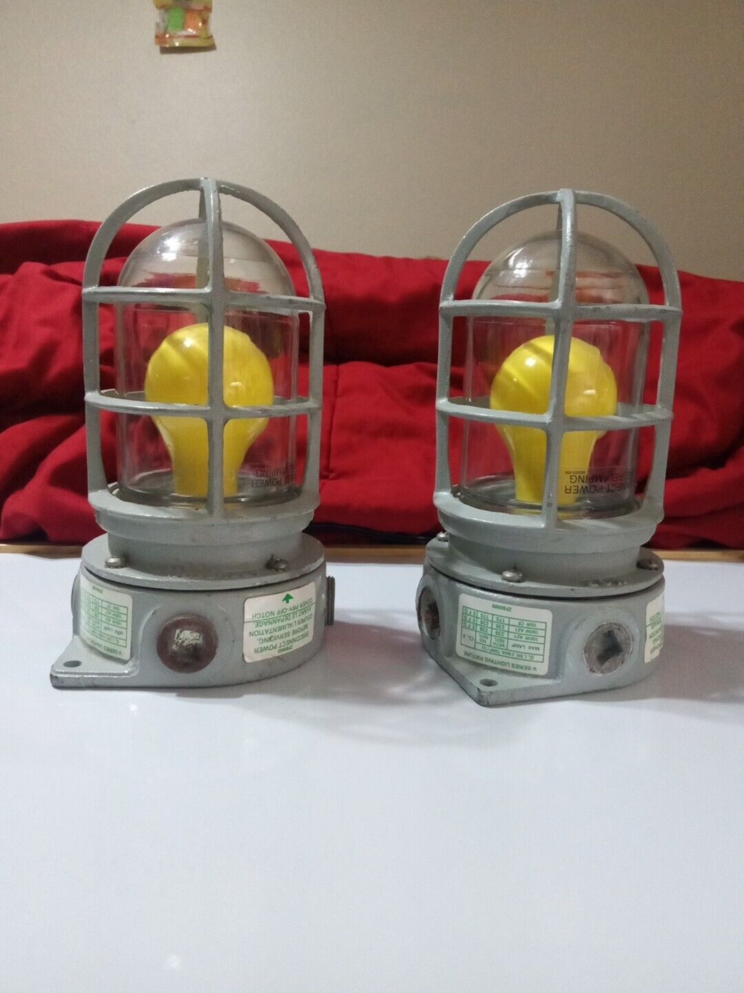 Pair Of Vintage Explosion Proof Industrial Lamps Kondu Steampunk Table lamps